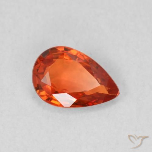 0.49 ct Orange Sapphire Stone, Natural Sapphire in Pear Facet Shape for Sale