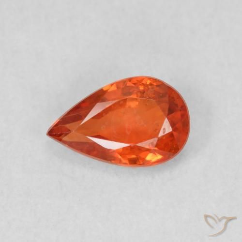 0.50ct Natural Warm Orange Sapphire, Pear Shape, VS