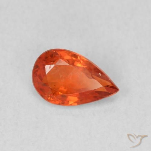 0.50 ct Orange Sapphire Stone, Natural Sapphire in Pear Facet Shape for Sale
