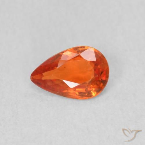 0.38ct Natural Medium Orange Sapphire, Pear Shape, VS