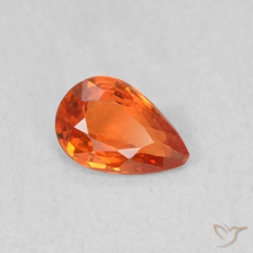 0.38 ct Orange Sapphire Stone, Natural Sapphire in Pear Facet Shape for Sale