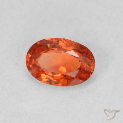 0.54 ct Orange Sapphire Stone, Natural Sapphire in Oval Facet Shape for Sale