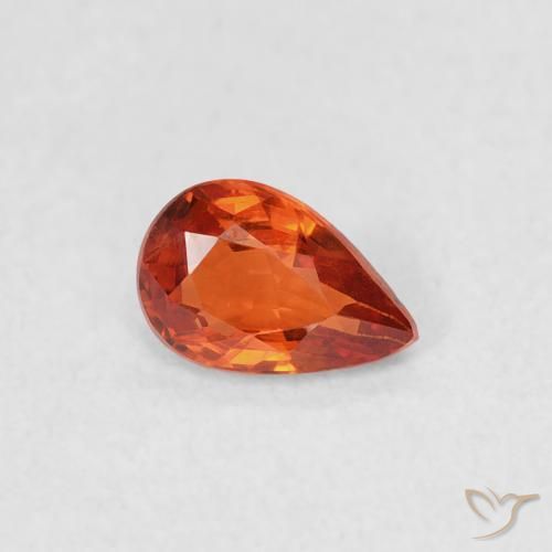 0.39 ct Orange Sapphire Stone, Natural Sapphire in Pear Facet Shape for Sale