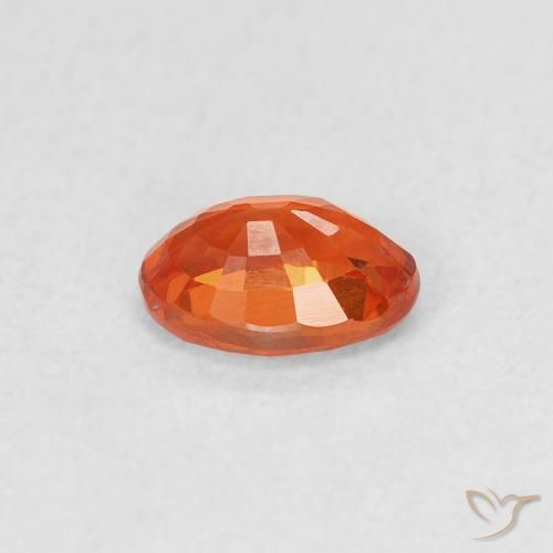 Sapphire Gemstone in 6 x 4.2 mm Size for Sale, Sapphire Stone in Reddish Orange Color