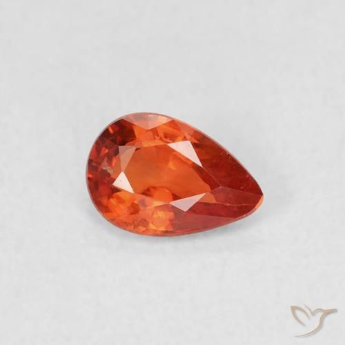 0.47ct Natural Warm Orange Sapphire, Pear Shape, VVS-VS