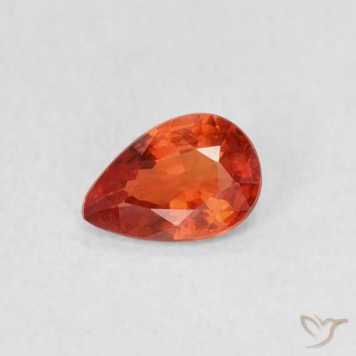 0.47 ct Orange Sapphire Stone, Natural Sapphire in Pear Facet Shape for Sale