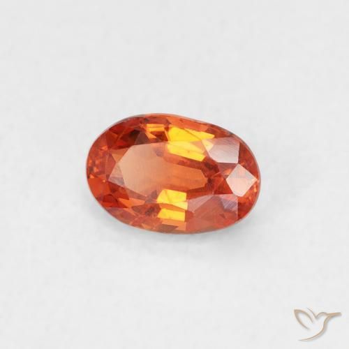 0.59 ct Orange Sapphire Stone, Natural Sapphire in Oval Facet Shape for Sale