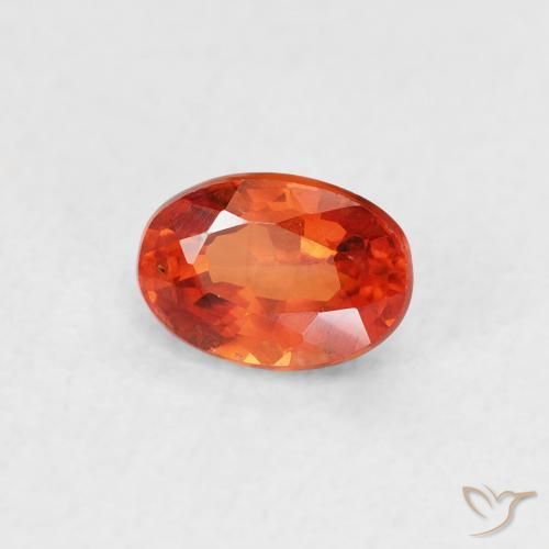 0.73 ct Orange Sapphire Stone, Natural Sapphire in Oval Facet Shape for Sale