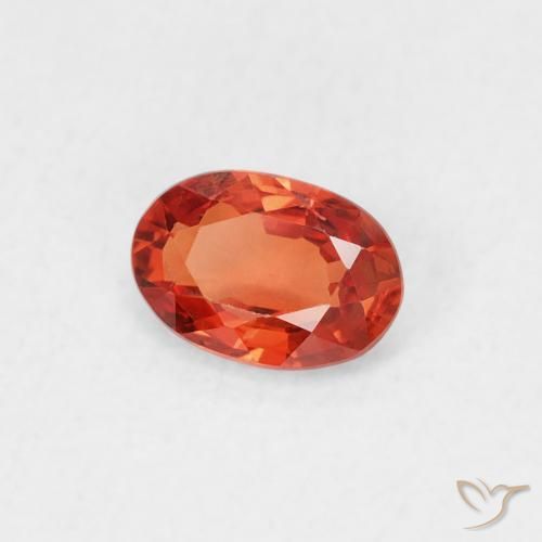 0.51 ct Orange Sapphire Stone, Natural Sapphire in Oval Facet Shape for Sale
