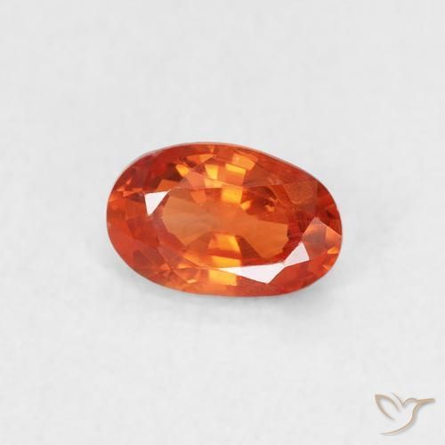 0.62 ct Orange Sapphire Stone, Natural Sapphire in Oval Facet Shape for Sale