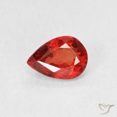 0.63ct Natural Medium Orange Sapphire, Pear Shape, VS