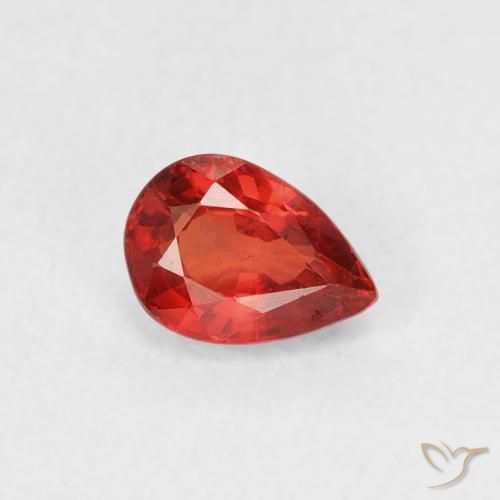 0.63 ct Orange Sapphire Stone, Natural Sapphire in Pear Facet Shape for Sale