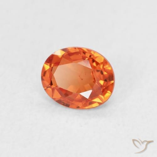 0.49 ct Orange Sapphire Stone, Natural Sapphire in Oval Facet Shape for Sale