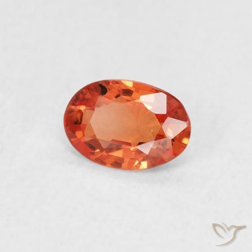 0.48 ct Orange Sapphire Stone, Natural Sapphire in Oval Facet Shape for Sale