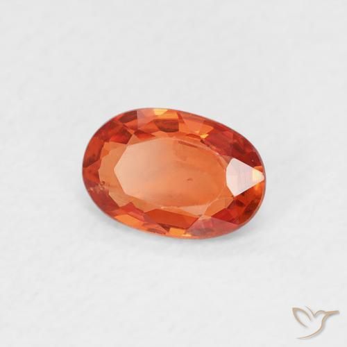 0.55 ct Orange Sapphire Stone, Natural Sapphire in Oval Facet Shape for Sale