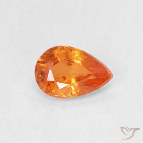 0.54ct Natural Bright Orange Sapphire, Pear Shape, VS