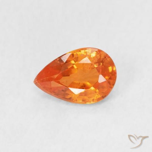 0.54 ct Orange Sapphire Stone, Natural Sapphire in Pear Facet Shape for Sale