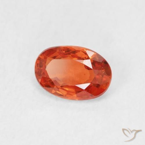 0.63 ct Orange Sapphire Stone, Natural Sapphire in Oval Facet Shape for Sale