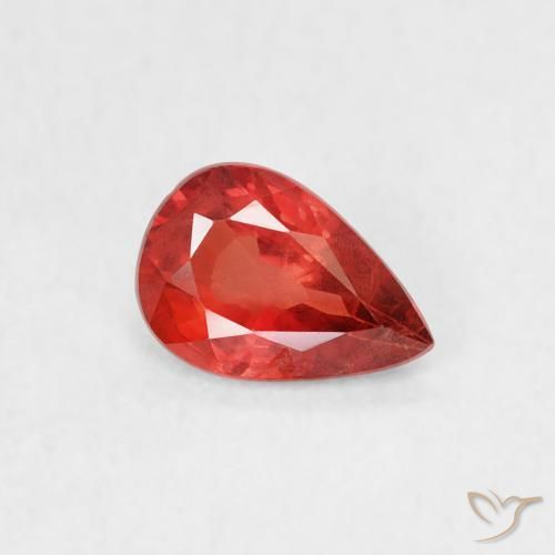 0.48ct Natural Bright Crimson Red Sapphire, Pear Shape, VS
