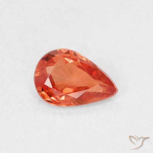0.44 ct Orange Sapphire Stone, Natural Sapphire in Pear Facet Shape for Sale
