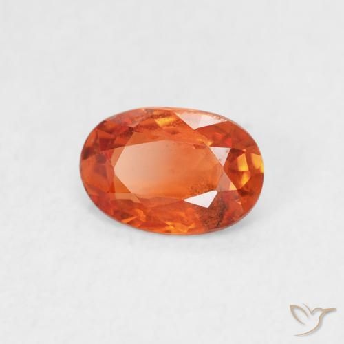 0.57 ct Orange Sapphire Stone, Natural Sapphire in Oval Facet Shape for Sale