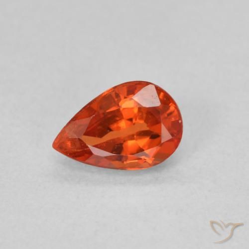 0.52ct Natural Reddish Orange Sapphire, Pear Shape, VVS-VS