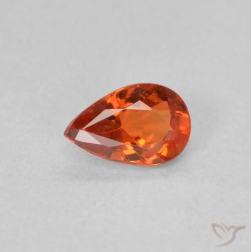 0.46ct Natural Reddish Orange Sapphire, Pear Shape, VVS-VS
