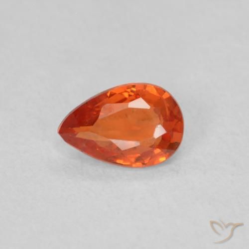 0.40ct Natural Reddish Orange Sapphire, Pear Shape, VS