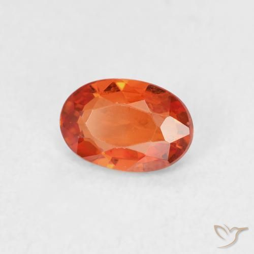 0.55 ct Orange Sapphire Stone, Natural Sapphire in Oval Facet Shape for Sale