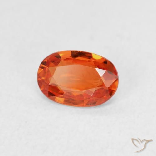0.52 ct Orange Sapphire Stone, Natural Sapphire in Oval Facet Shape for Sale