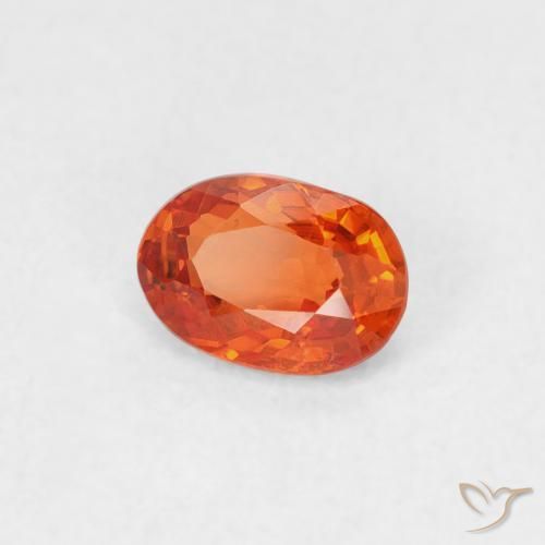 0.59 ct Orange Sapphire Stone, Natural Sapphire in Oval Facet Shape for Sale