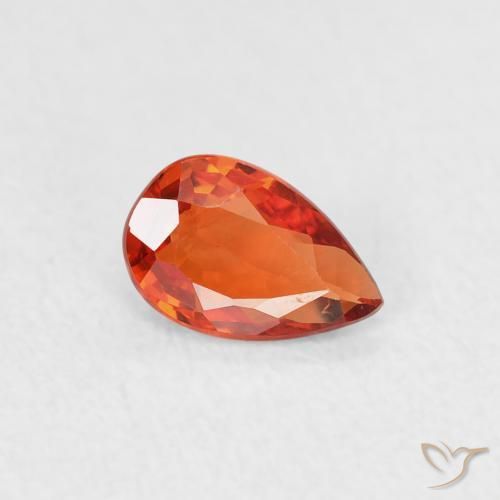 0.49 ct Orange Sapphire Stone, Natural Sapphire in Pear Facet Shape for Sale