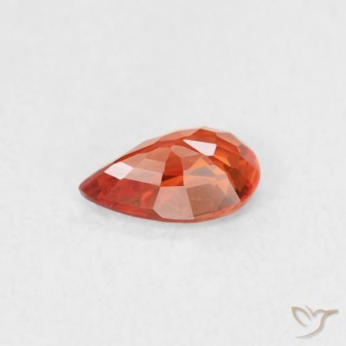 Sapphire Gemstone in 5.5 x 3.6 mm Size for Sale, Sapphire Stone in Reddish Orange Color