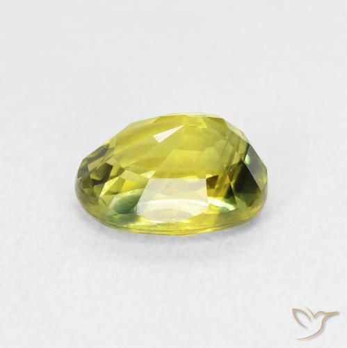 Sapphire Gemstone in 7.6 x 5.5 mm Size for Sale, Sapphire Stone in Warm Earthy Green Color