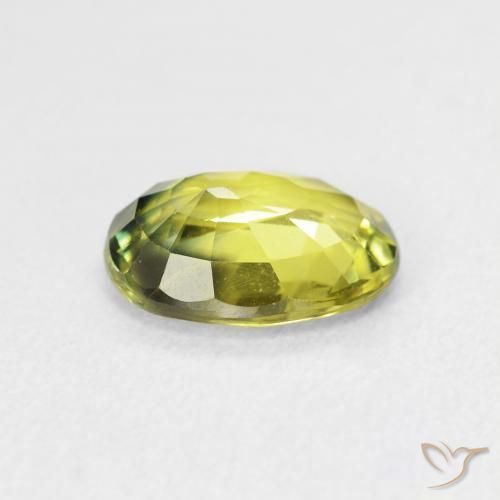 Sapphire Gemstone in 9.6 x 7.3 mm Size for Sale, Sapphire Stone in Green Yellow Color