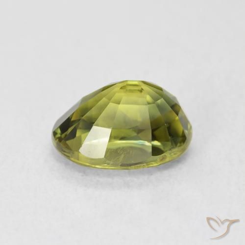 Sapphire Gemstone in 9 x 7 mm (calibrated) Size for Sale, Sapphire Stone in Warm Earthy Green Color