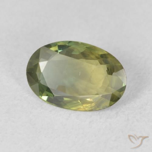 1.24 ct Green Sapphire Stone, Natural Sapphire in Oval Facet Shape for Sale