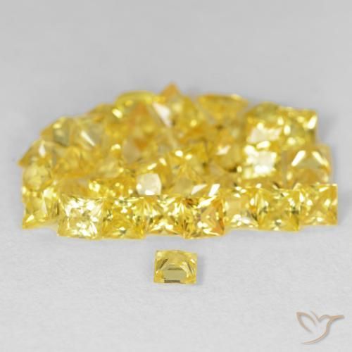 Sapphire Gemstones in 2.9 x 2.9 mm Size for Sale, Sapphire Stones in Yellowish Gold Color