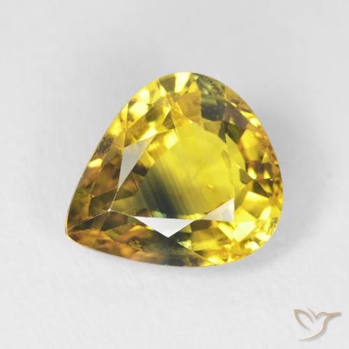 3.39 ct Golden Sapphire Stone, Natural Sapphire in Pear Facet Shape for Sale
