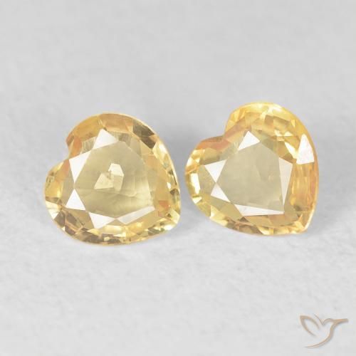 0.73 ctw Yellow Sapphire Stones, Natural Sapphire in Heart Facet Shape for Sale