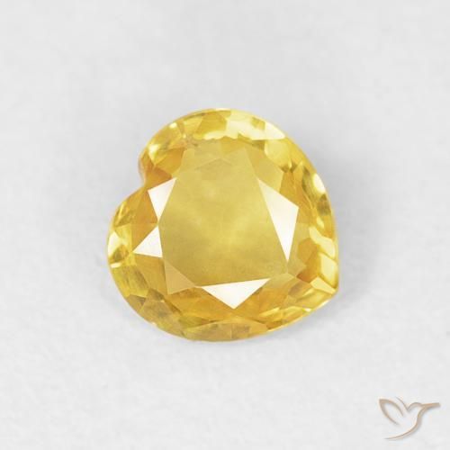 0.39 ct Yellow Sapphire Stone, Natural Sapphire in Heart Facet Shape for Sale