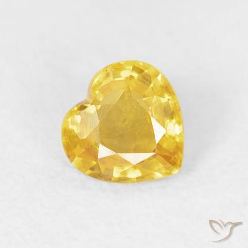 0.38 ct Golden Sapphire Stone, Natural Sapphire in Heart Facet Shape for Sale