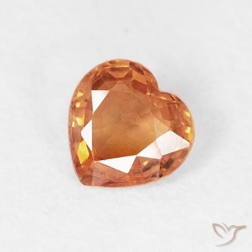 0.41ct Natural Amber Orange Sapphire, Heart, VVS-VS