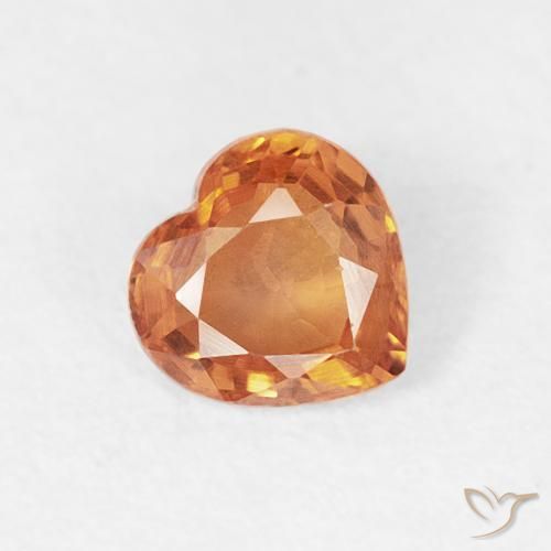 0.41 ct Orange Sapphire Stone, Natural Sapphire in Heart Facet Shape for Sale