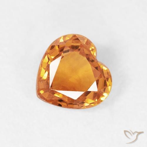 0.43ct Natural Medium Orange Sapphire, Heart, VVS-VS