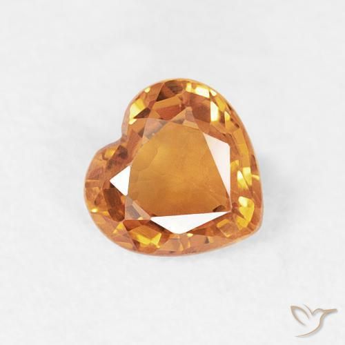 0.43 ct Orange Sapphire Stone, Natural Sapphire in Heart Facet Shape for Sale