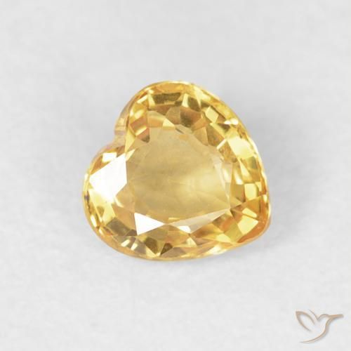0.48 ct Golden Sapphire Stone, Natural Sapphire in Heart Facet Shape for Sale