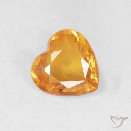 0.44 ct Golden Sapphire Stone, Natural Sapphire in Heart Facet Shape for Sale