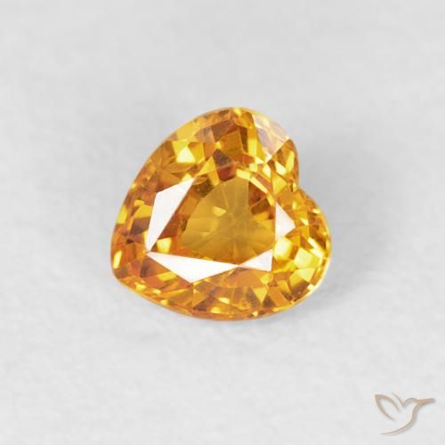 0.40ct Natural Orange-Gold Sapphire, Heart, VVS-VS