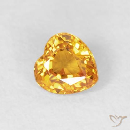 0.40 ct Golden Sapphire Stone, Natural Sapphire in Heart Facet Shape for Sale